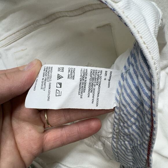 Vtg Y2K Tommy Hilfiger Hipster Capri Jeans White Button Cuff Denim Size 16 - Picture 6 of 10